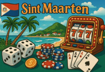 Illustratie van Sint Maarten en fysiek en online gokken