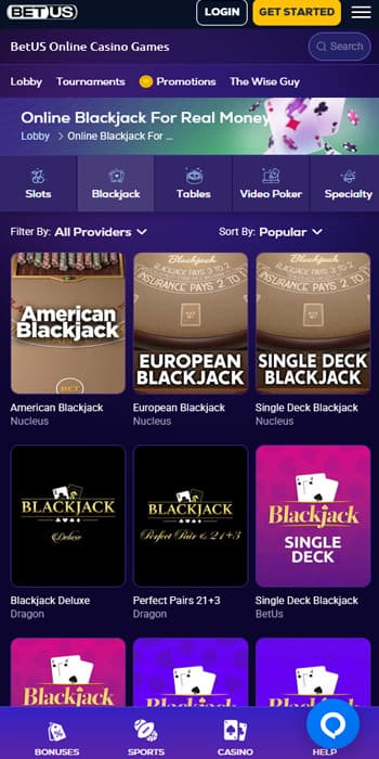 Blackjack Apps BetUS Casino