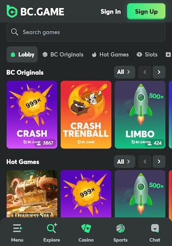 BC Game Lobby one of the best USDT casinos