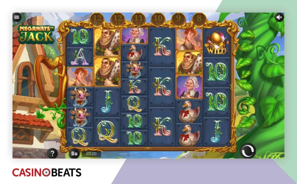Colorful online slot game interface featuring various symbols, including animals and playing cards, with a whimsical backdrop.