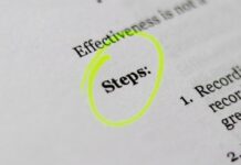 Document with the word Steps circled